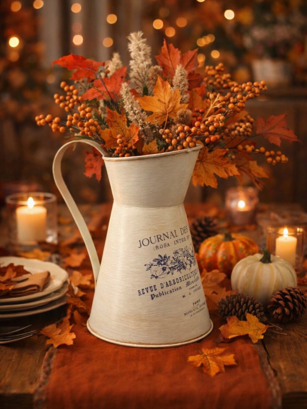 French Country Upcycled Pitcher – Vintage Style Vase, Rustic Farmhouse Decor